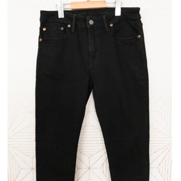 American Eagle Next Level Flex Black Slim Straight Jean 32x32 Stretch frayed hem - Picture 16 of 16